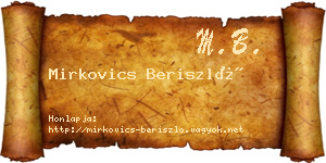 Mirkovics Beriszló névjegykártya